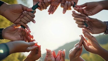 handspeople holding circle group teamwork person support friendship togetherness team partnership business hand cooperation community oneness meeting friends adult woman stack collaboration female co