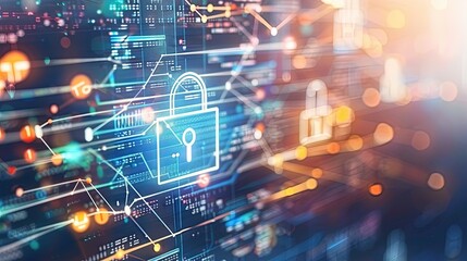 Obraz premium Futuristic interface with advanced network security protocols and digital protection