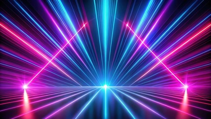 Abstract neon background with ascending pink and blue glowing lines, perfect as a wallpaper with colorful laser rays
