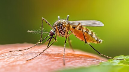 Mosquito on Skin - Macro Photography