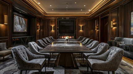 Fototapeta premium A luxurious meeting lounge with plush velvet seat