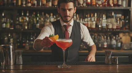  Professional bartender showcasing his skills