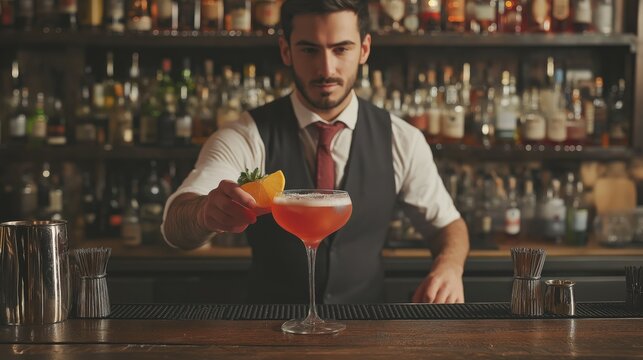  Professional bartender showcasing his skills