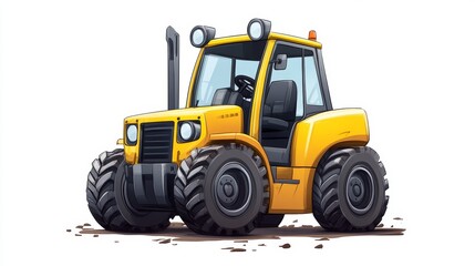 Forklift in Action on a White Background Generative AI