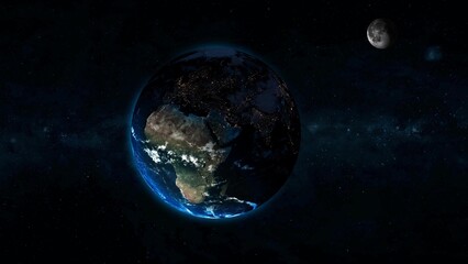3d realistic planet earth moon on space