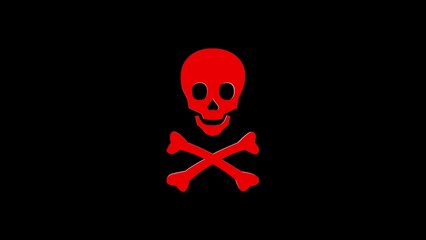 Red Skull and Crossbones on Black Background