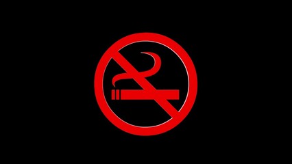 Red No Smoking Sign on Black Background