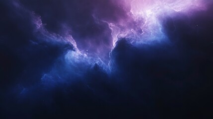 Obraz premium An abstract cosmic energy cloud dances in vibrant blues and purples, creating intricate patterns that glow like a nebula, seamlessly blending against the deep black of space.