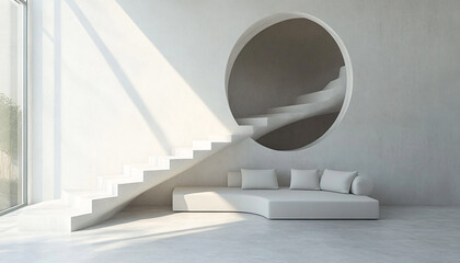 Fototapeta premium Minimalist and unique interior design in the house