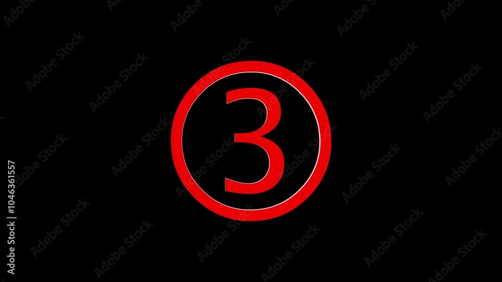 Fototapete 3d three logo icon loopable red color on black background