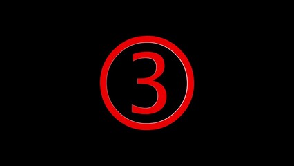 3d three logo icon loopable red color on black background