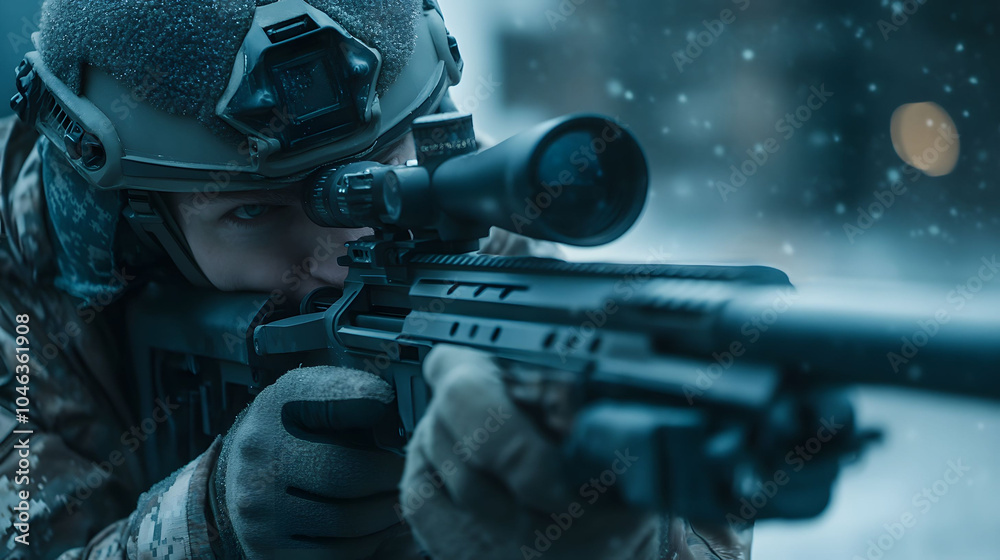 Wall mural Soldier in snow