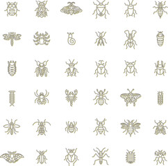 ミニ昆虫アイコンセットカラーシャドウ