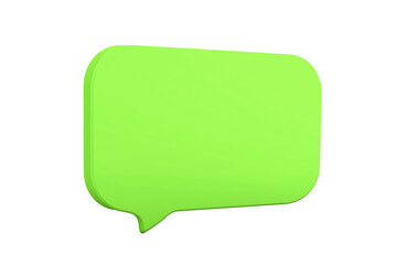 Fototapeta premium A bright green 3D speech bubble icon with smooth rounded edges floating on a clean white background