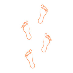 Human step footprints paths. Step by step vector isolated on white background. Trace of foot prints of person in boots. Track from shoe sole prints. Road of human feet.