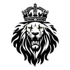 Regal Lion Head with Crown Vector Illustration