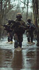 Naklejka premium Warriors in rain