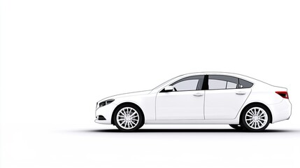 Fototapeta premium Sleek White Sedan on White Background