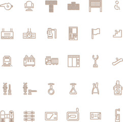 駅関連アイコンセットカラーシャドウ