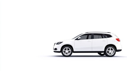 Fototapeta premium Sleek White SUV on White Background