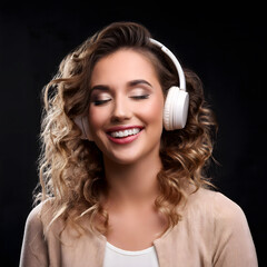 Fototapeta premium Beautiful woman listening to music with headphone