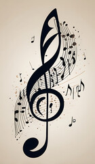A simple music note symbol representing sound and melody, isolated on a clean background.