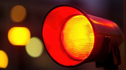 A vibrant traffic light positioned prominently on a city street, showcasing the classic red, yellow, and green signals. This scene captures the essence of urban life, illustrating how traffic lights 