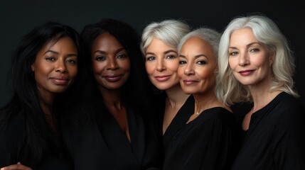 models of different ethnicities, each with their own skin and hair color, all smiling in front of the camera for an ad campaign