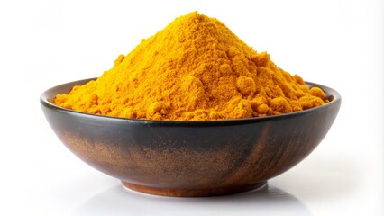 Bowl of Turmeric on White Background for Health and Wellness Concepts, Natural Remedies, Spices for Cooking, Holistic Nutrition, Vibrant Yellow Color, Healthy Lifestyle