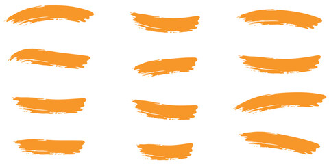 Collection of black brushstrokes and circles on a white background.