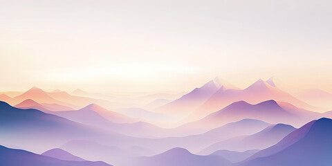 Chinese style yellow purple mountains dusk landscape painting illustration