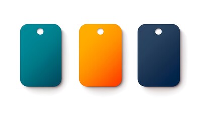  Blank banners in different colors design, each with rounded corners and a white background design. The banners should have thin borders at the top to make them look like tags or label design 
