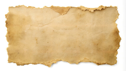Vintage Background of Ancient Torn Paper Texture with Spots on Isolated White Background