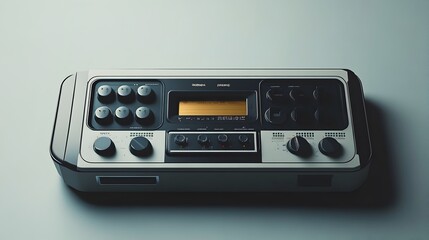 Fototapeta premium Reimagined Vintage Analog Technology with Sleek Modern Casing and Minimalist Digital Interface