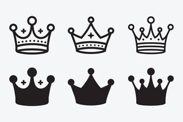 Crown icon set. Collection of crown silhouette. Linear and silhouette icons. premium Icon.