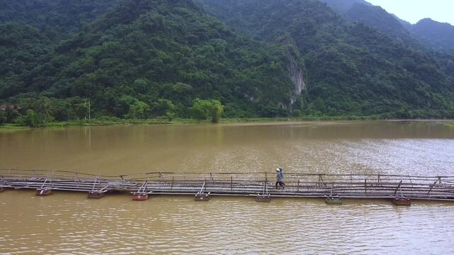 Drone Vietnam - Pu Luong - Wooden bridge