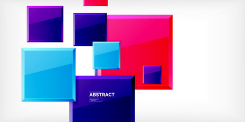 Obraz premium Colorful squares with reflections abstract background design. Vector Illustration For Wallpaper, Banner, Background, Card, Book Illustration, landing page