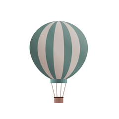 A colorful hot air balloon floating in the sky, isolated on a white background, representing fun, adventure, and freedom