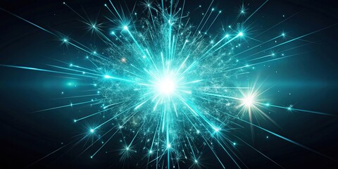 Fototapeta premium Spark of light against dark cyan background