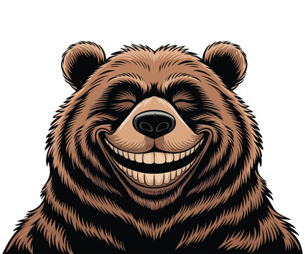 Cute cartoon Bear smile face vector illustration 