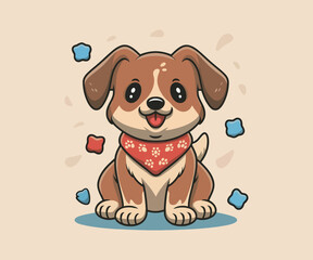 Cute dog vector illustration, Cute dog Cartoon Vector Icon Illustration Animal Nature Icon Concept Isolated