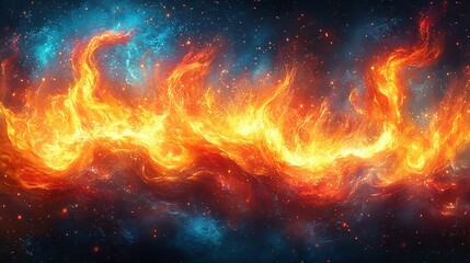 Fototapeta premium Fiery Abstract Nebula with Blue and Red Hues