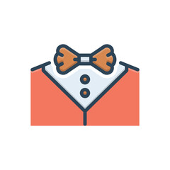 Color illustration icon for bow tie