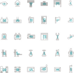 駅関連アイコンセットアウトライン