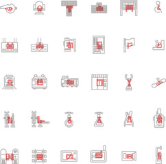 駅関連アイコンセットアウトライン