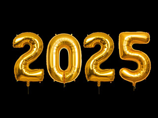 A transparent inflatable balloon shape new year 2025