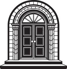 Georgian Door Front View silhouette Illustration