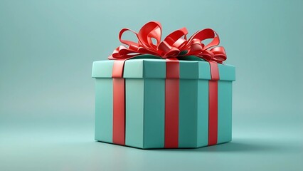 red gift box with ribbon for Christmas 