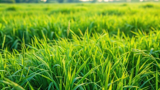 Overgrown field of paspalum notatum weed grass