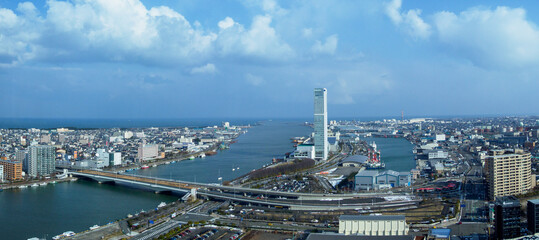 新潟市信濃川河口付近パノラマ